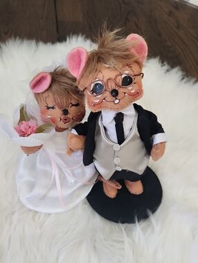 Annalee 2012 Bride & Groom Mouse Set " "Wedding Mice Couple"